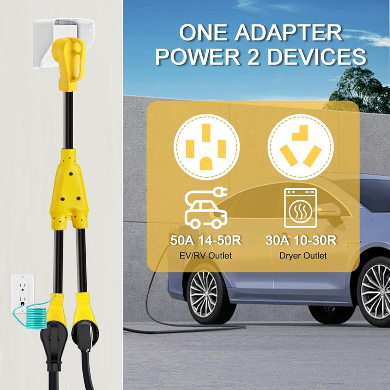 Suplevel 30 Amp Dryer Y Splitter to RV/EV, NEMA 10-30P to 14-50R/10-30R Splitter Power Adapter Cord, Dryer 3-Prong 30 AMP Y Adapter Cable for EV Charging at Dryer Outlet, STW 10 AWG, 3 FT, ETL Listed - Image 3